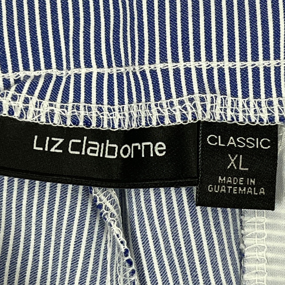 Liz Claiborne Bermuda Shorts XL Blue White Stripe Gold Button Nautical Pull-On - Picture 3 of 10